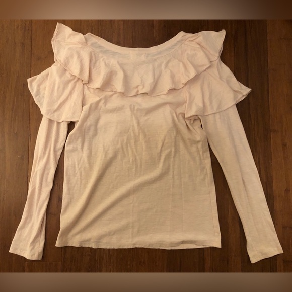 Nation LTD top S Kelsey Beige Ruffle Luxury Romantic long sleeve - Picture 11 of 15